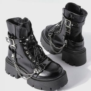 Sepatu Boots Wanita Punk Martin Platform