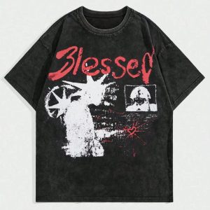Kaos Oversize Blessed Graphic Vintage Unisex